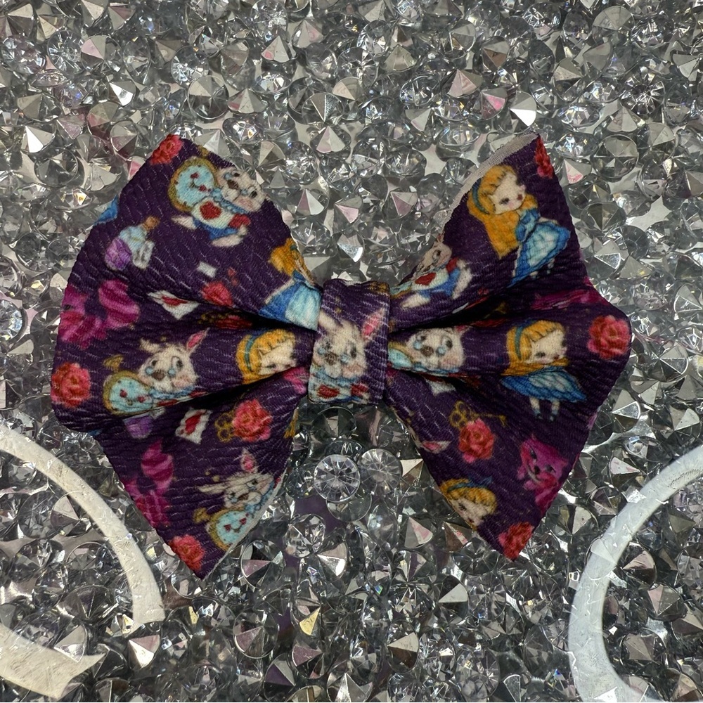 Disney hair bow Alice in wonderland Purple Hair Clip Multicolor Character Print